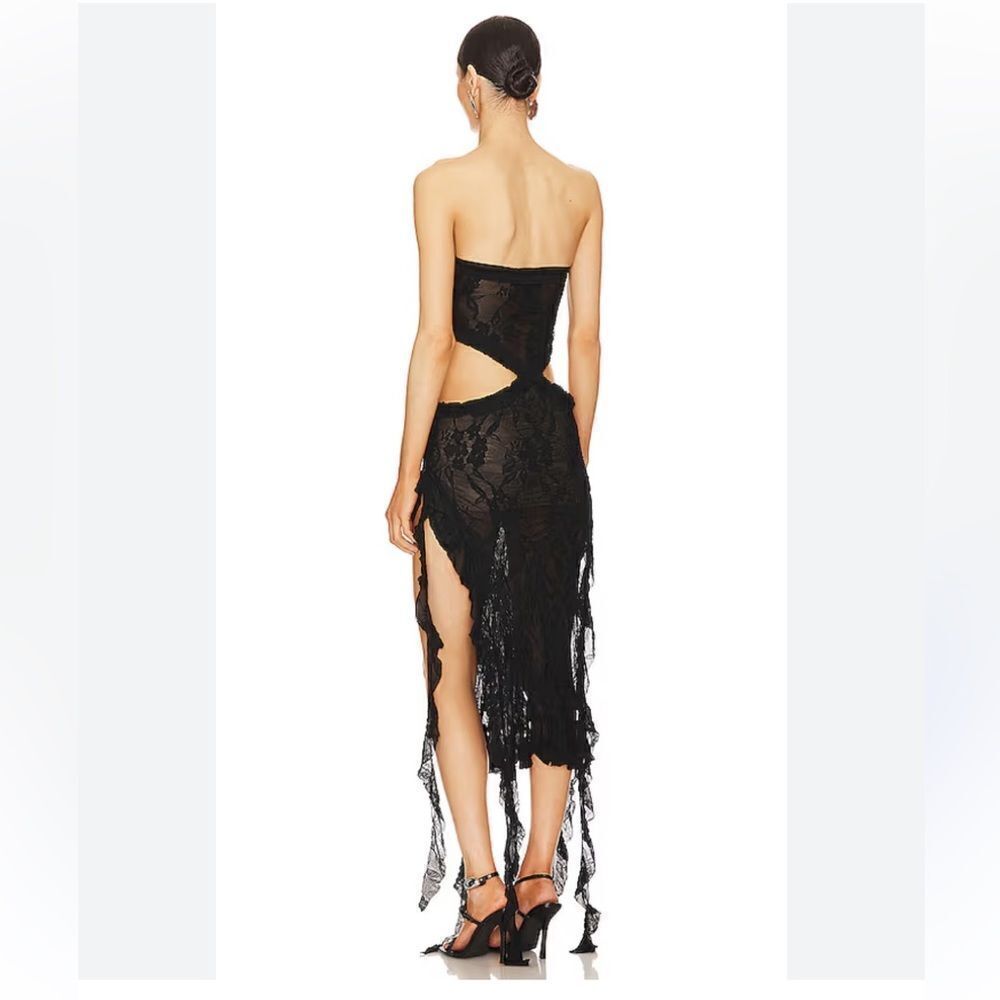 Jaded London Scrunch Lace Ruffle Dress black jellyfish hem cut out Revolve 2 S - Picture 5 of 16